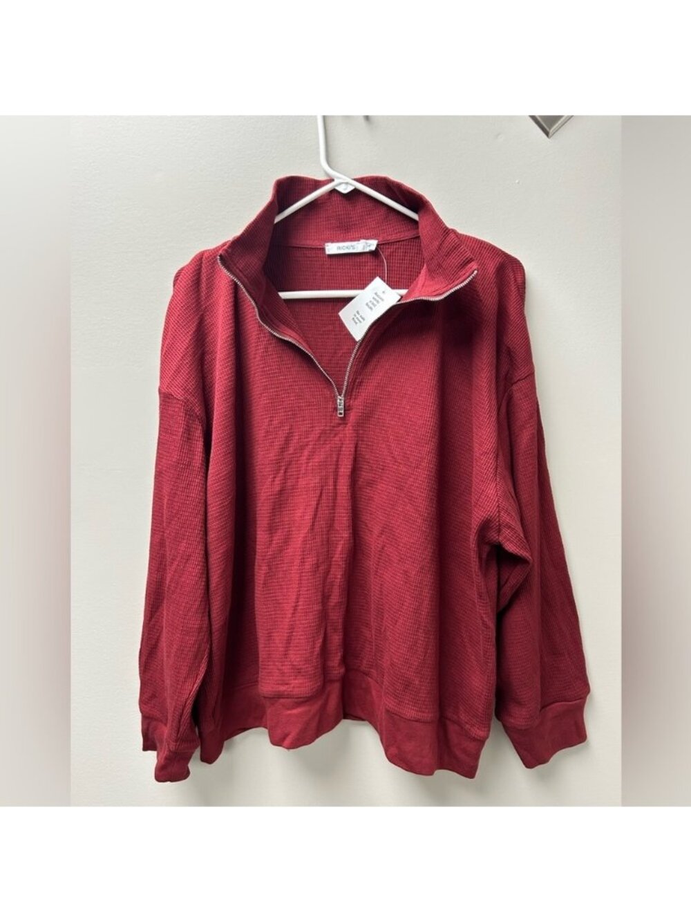Ricki’s Women’s Waffle Knit Quarter Zip‎ Pullover